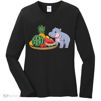 Moo Deng Predicts Donald Trump Will Win Us Election Women's Long Sleeve Shirt