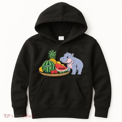 Moo Deng Predicts Donald Trump Will Win Us Election Kids Hoodie