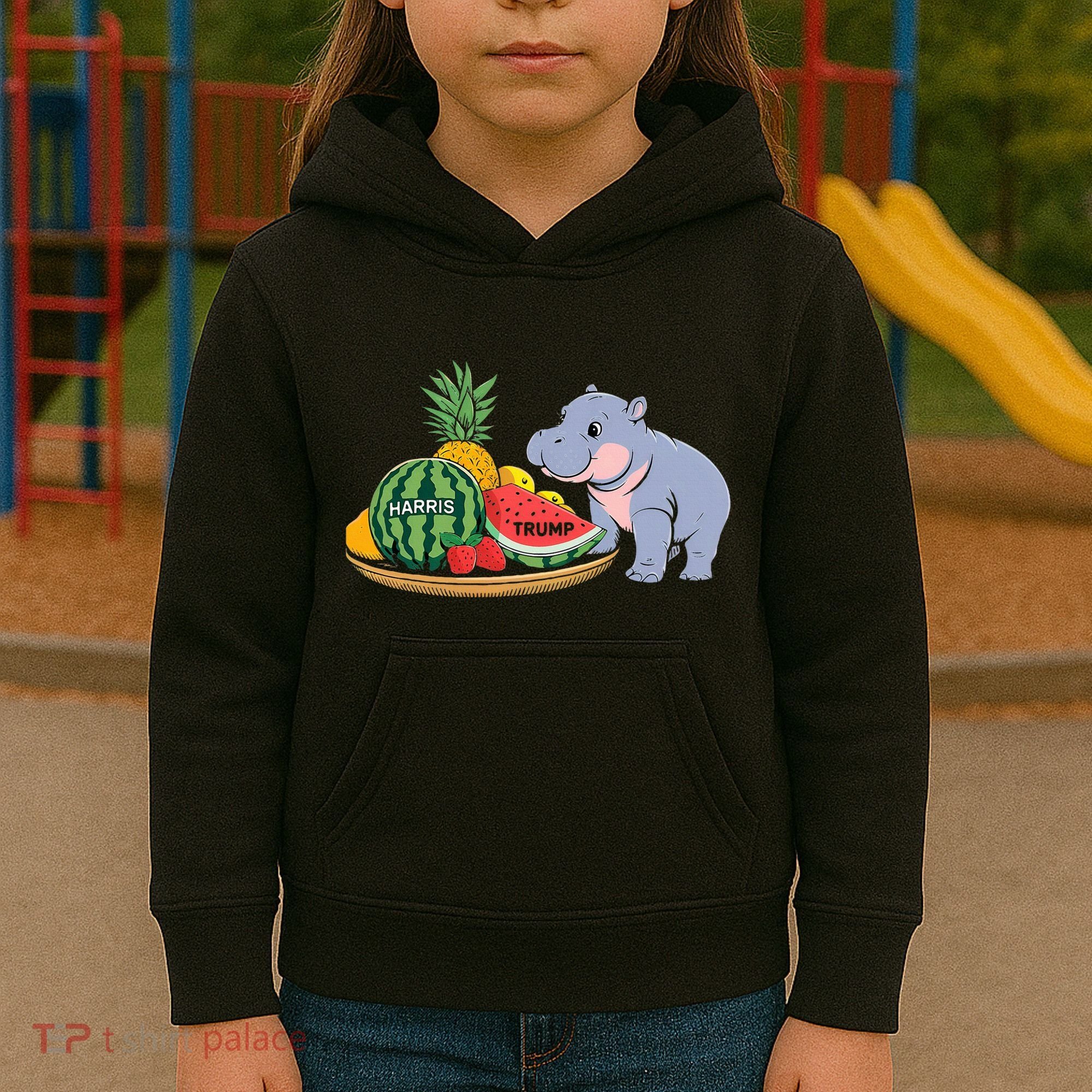 Moo Deng Predicts Donald Trump Will Win Us Election Kids Hoodie