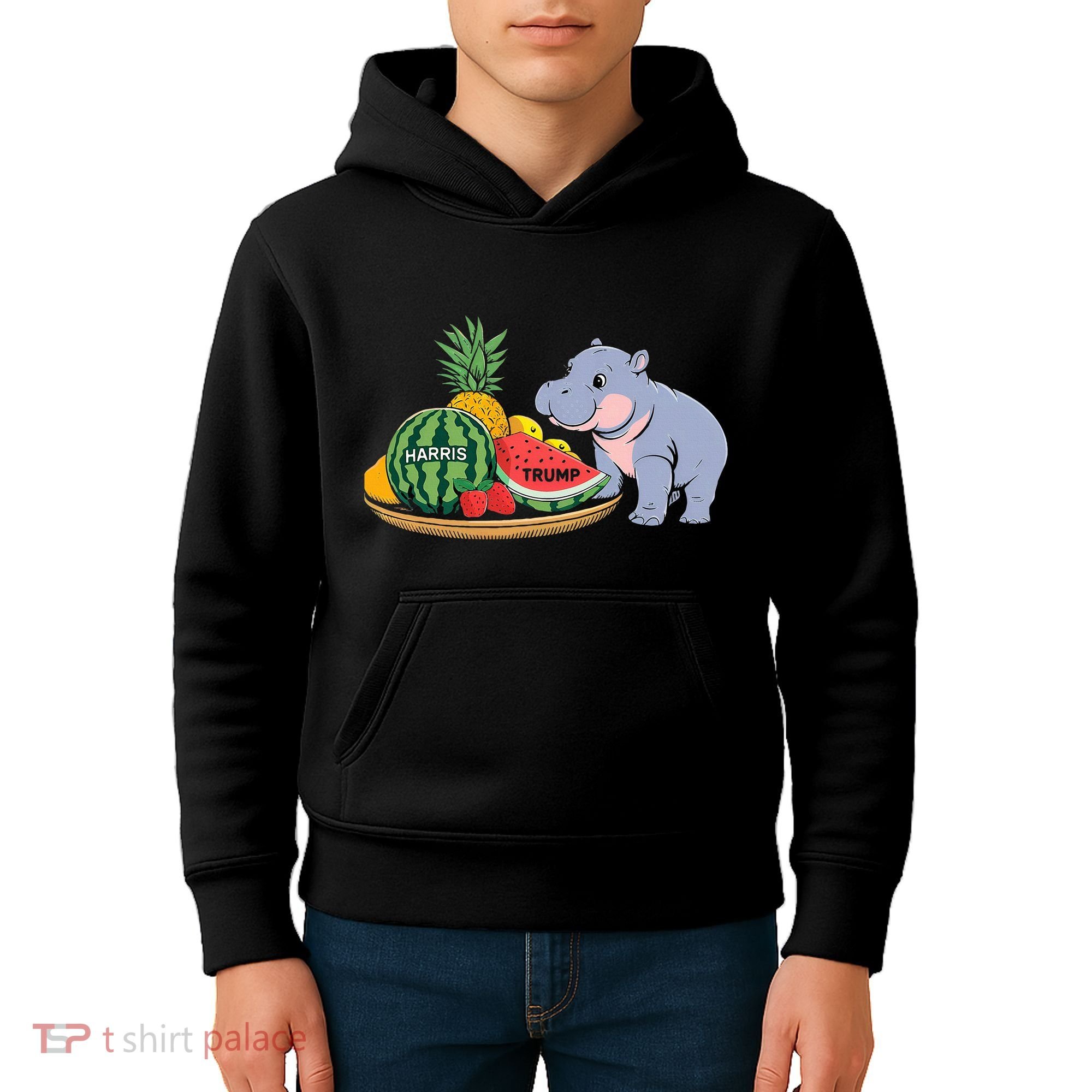 Moo Deng Predicts Donald Trump Will Win Us Election Kids Hoodie