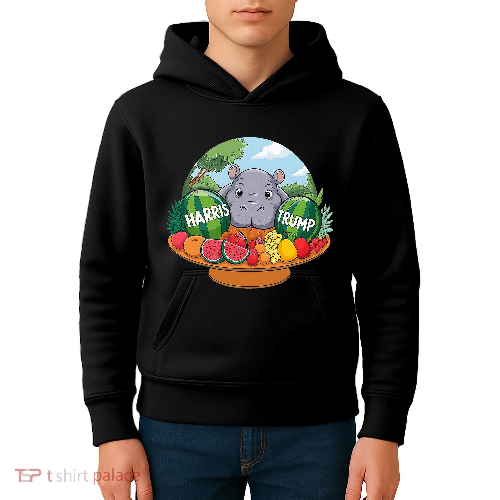 Moo Deng Predicts Donald Trump Will Win Us Election Kids Hoodie