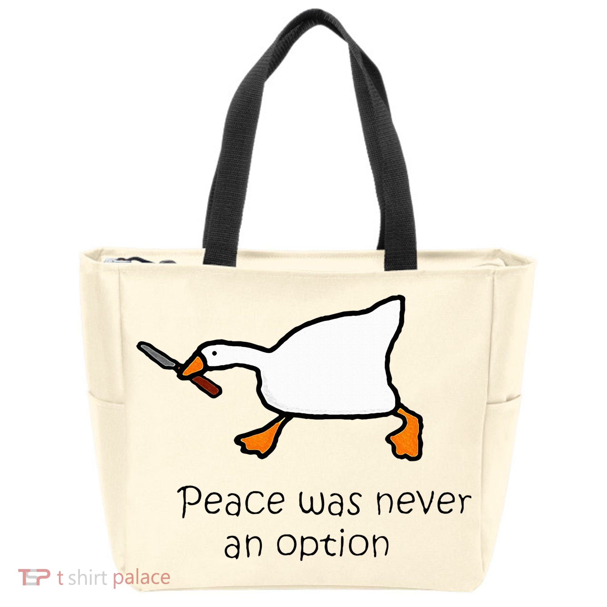 Murder Duck Peace Was Never An Option Duck With Knife Tote Bag