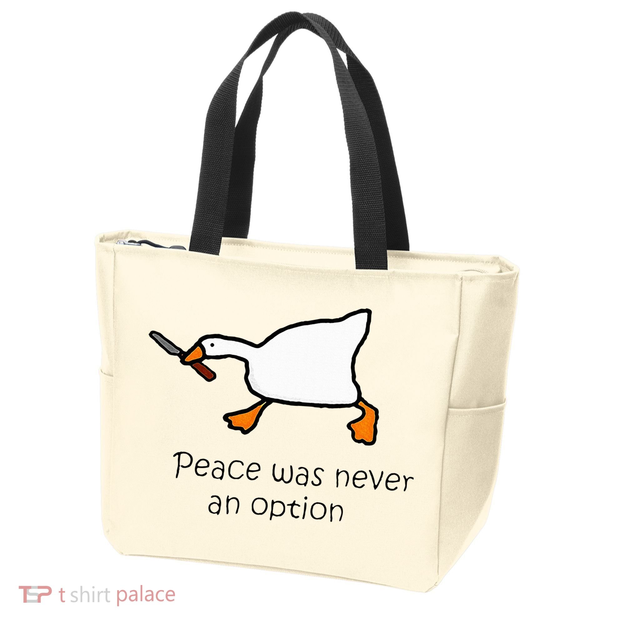 Murder Duck Peace Was Never An Option Duck With Knife Tote Bag