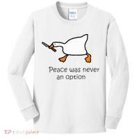 Murder Duck Peace Was Never An Option Duck With Knife Kids Long Sleeve Shirt thumb 0