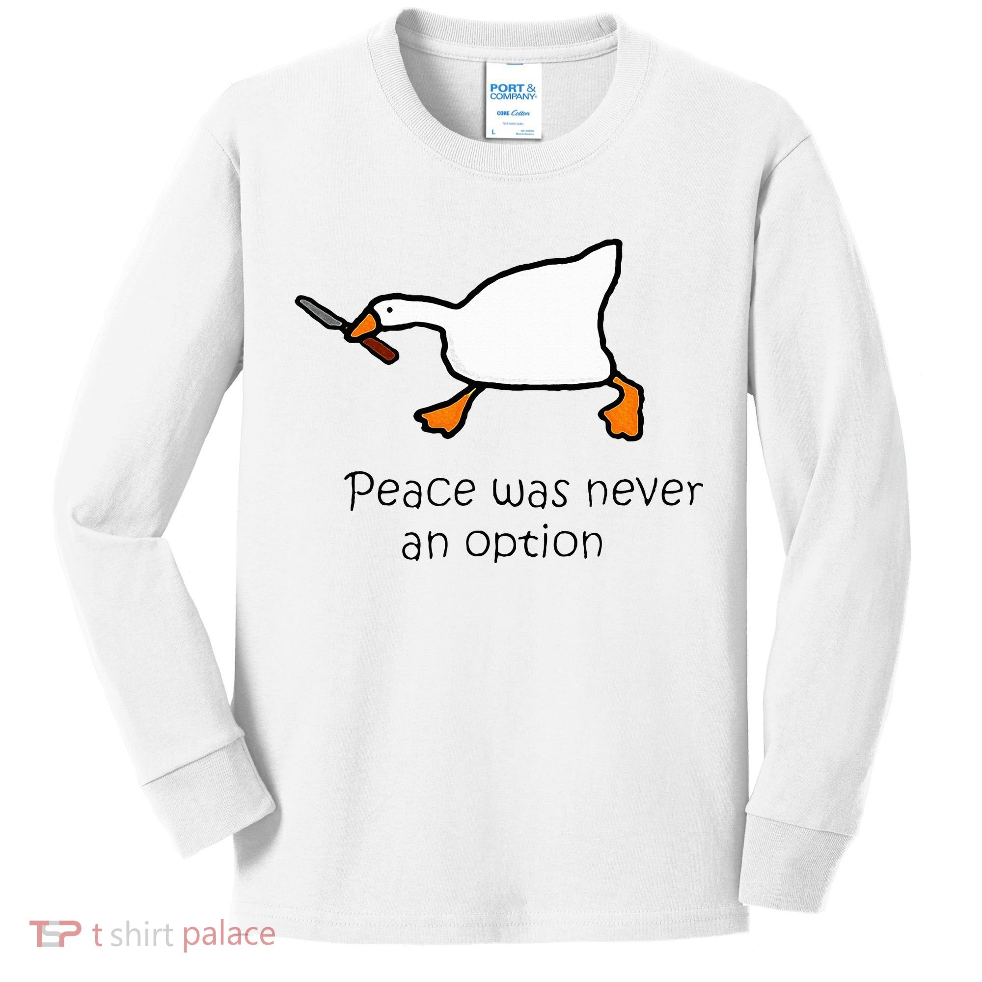 Murder Duck Peace Was Never An Option Duck With Knife Kids Long Sleeve Shirt