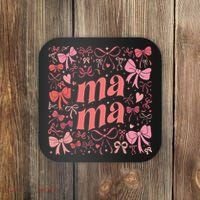 Mothers Day Preppy Mama Blue Coquette Bow Coaster thumb 0