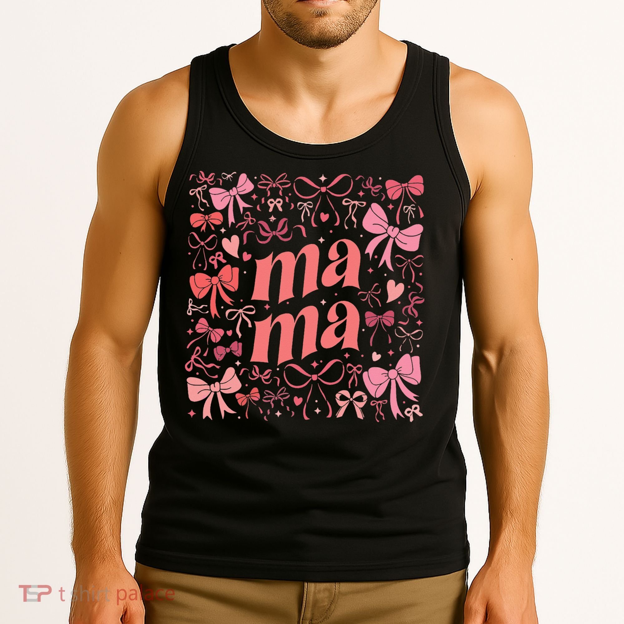Mothers Day Preppy Mama Blue Coquette Bow Tank Top