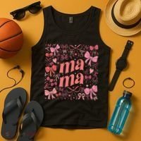 Mothers Day Preppy Mama Blue Coquette Bow Tank Top thumb 4