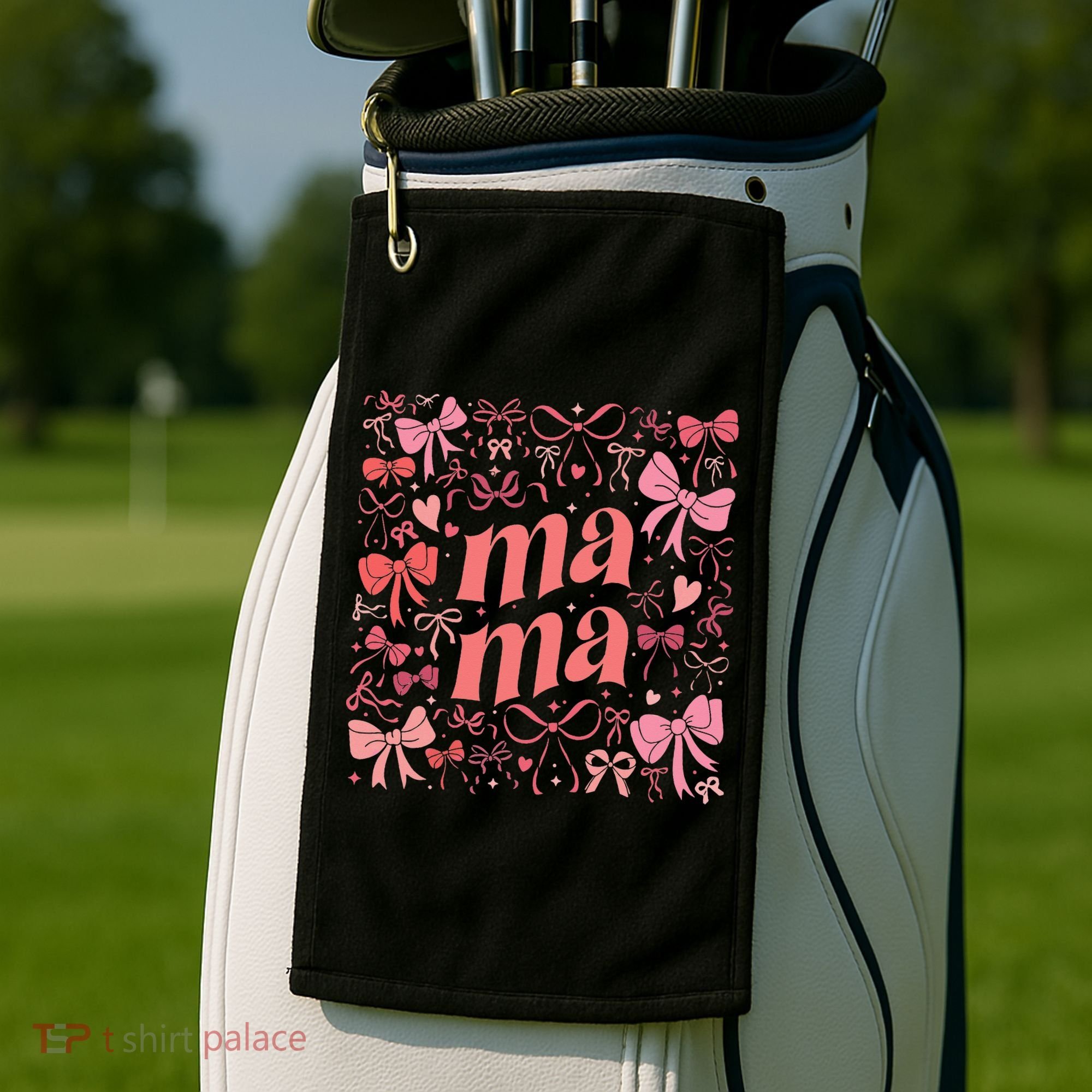 Mothers Day Preppy Mama Blue Coquette Bow Golf Towel