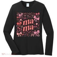 Mothers Day Preppy Mama Blue Coquette Bow Women's Long Sleeve Shirt thumb 0