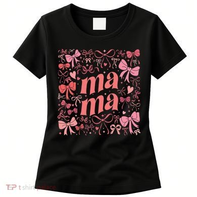 Mothers Day Preppy Mama Blue Coquette Bow Women's T-Shirt