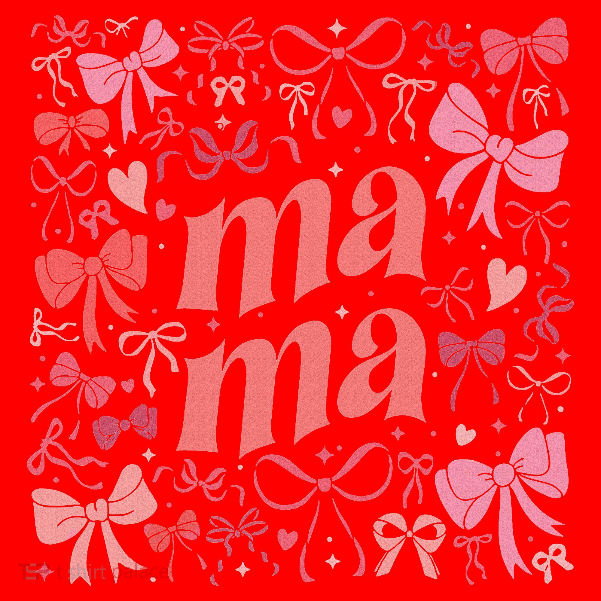 Mothers Day Preppy Mama Blue Coquette Bow Santa Hat
