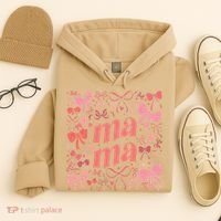 Mothers Day Preppy Mama Blue Coquette Bow Hoodie thumb 4