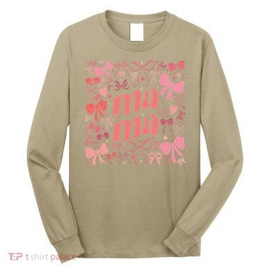 Mothers Day Preppy Mama Blue Coquette Bow Long Sleeve Shirt