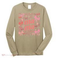 Mothers Day Preppy Mama Blue Coquette Bow Long Sleeve Shirt thumb 0
