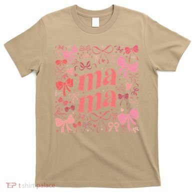 Mothers Day Preppy Mama Blue Coquette Bow T-Shirt