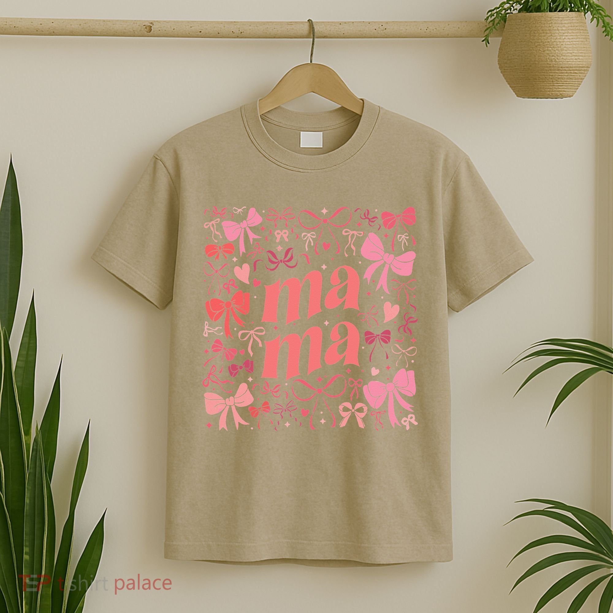 Mothers Day Preppy Mama Blue Coquette Bow T-Shirt