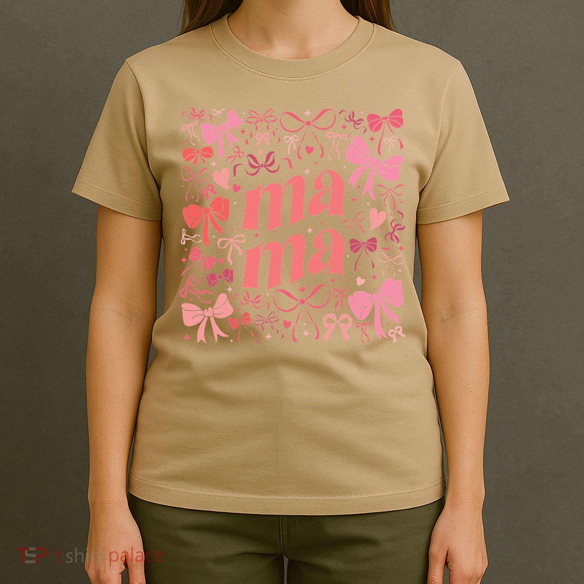 Mothers Day Preppy Mama Blue Coquette Bow T-Shirt