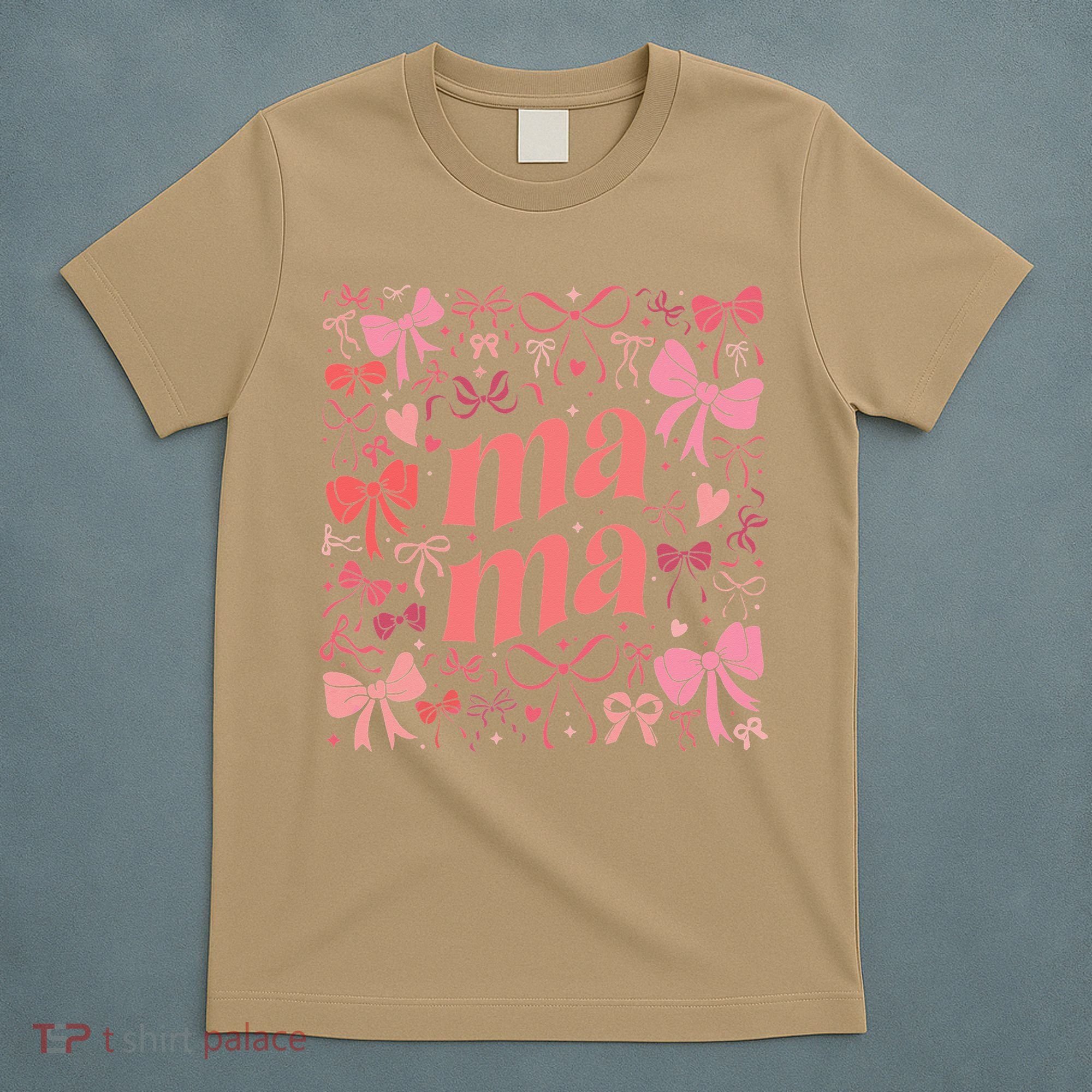 Mothers Day Preppy Mama Blue Coquette Bow T-Shirt