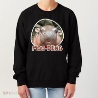 Moo Deng Pygmy Hippopotamus Funny Meme Women's Sweatshirt thumb 0
