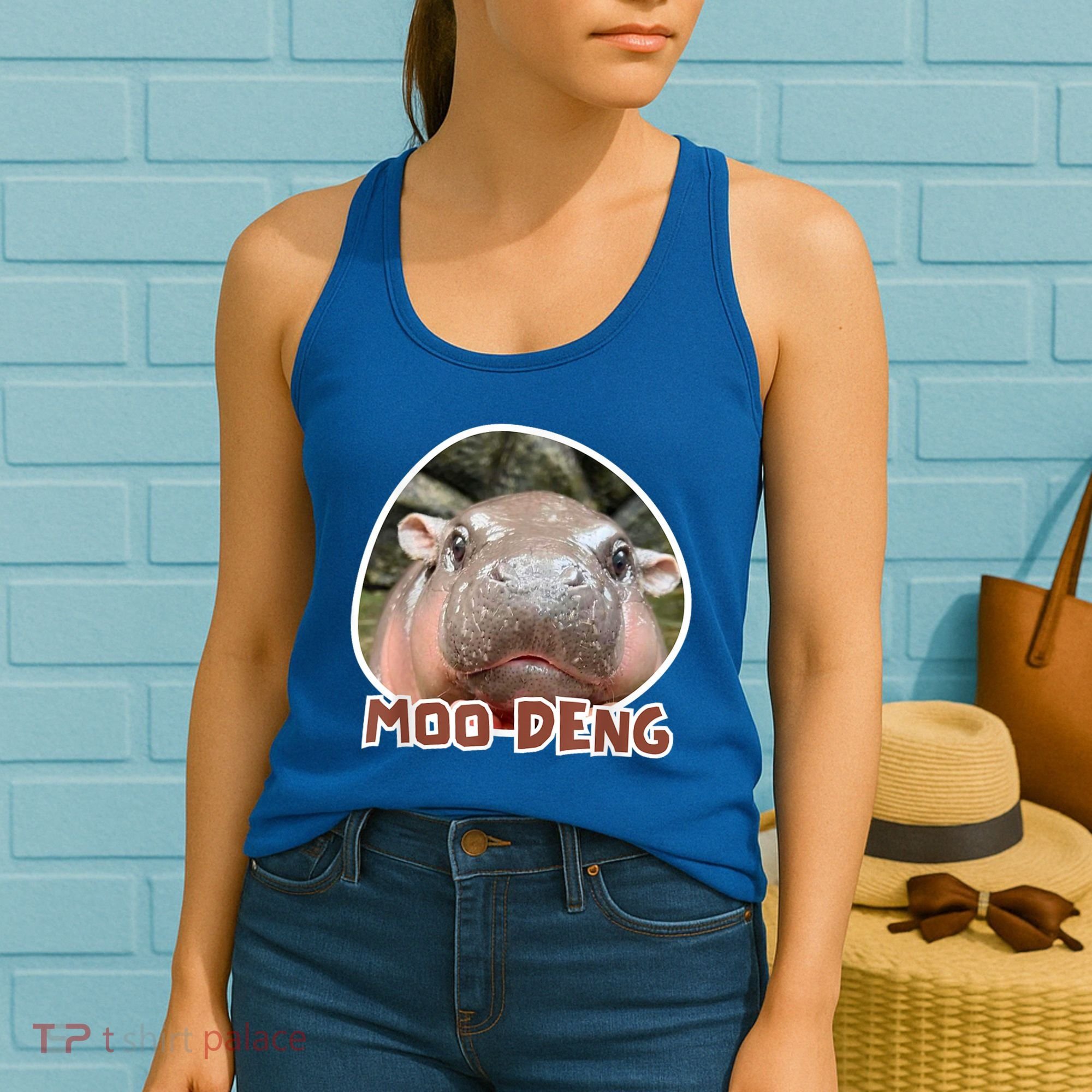 Moo Deng Pygmy Hippopotamus Funny Meme Women's Tank Top