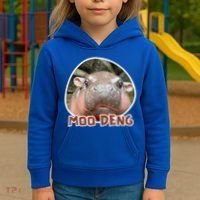 Moo Deng Pygmy Hippopotamus Funny Meme Kids Hoodie thumb 3
