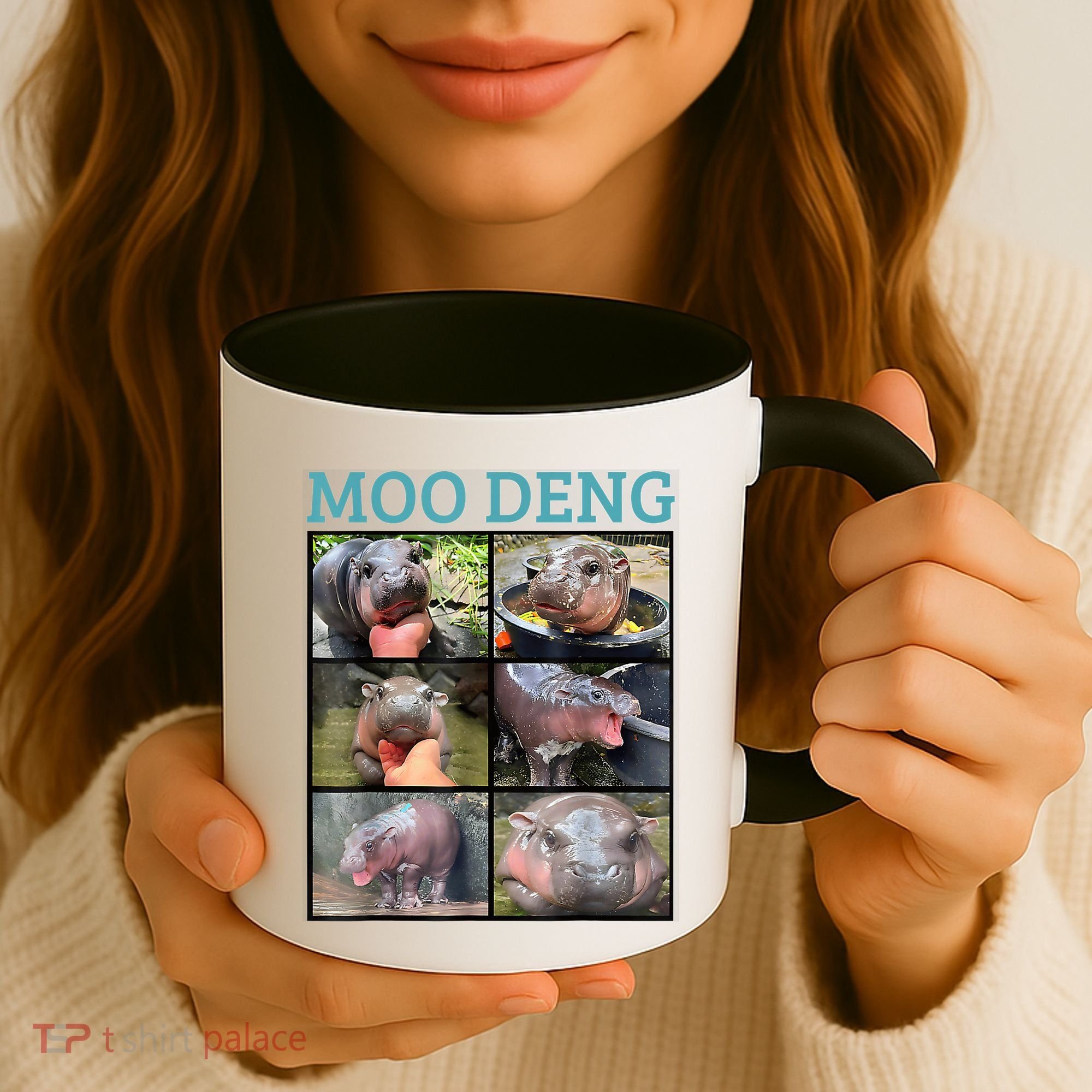 Moo Deng Picture Meme Funny Hippo Coffee Mug