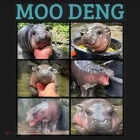 Moo Deng Picture Meme Funny Hippo Ornament thumb 1