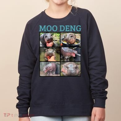 Moo Deng Picture Meme Funny Hippo Women's Sweatshirt