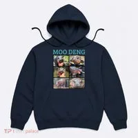 Moo Deng Picture Meme Funny Hippo Hoodie thumb 0