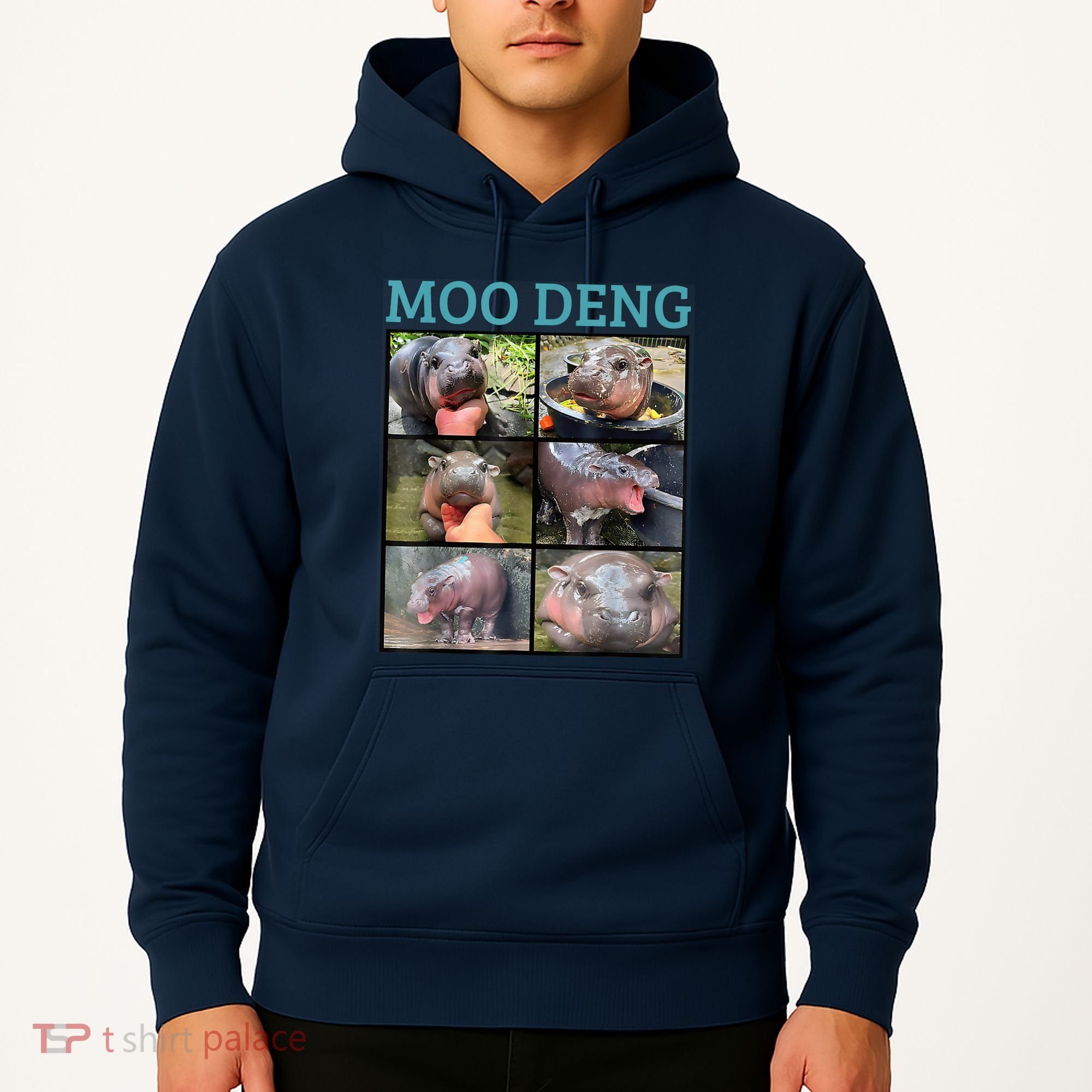 Moo Deng Picture Meme Funny Hippo Hoodie