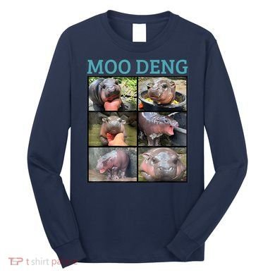 Moo Deng Picture Meme Funny Hippo Long Sleeve Shirt