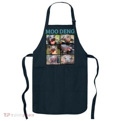 Moo Deng Picture Meme Funny Hippo Apron