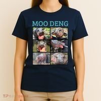 Moo Deng Picture Meme Funny Hippo T-Shirt thumb 4