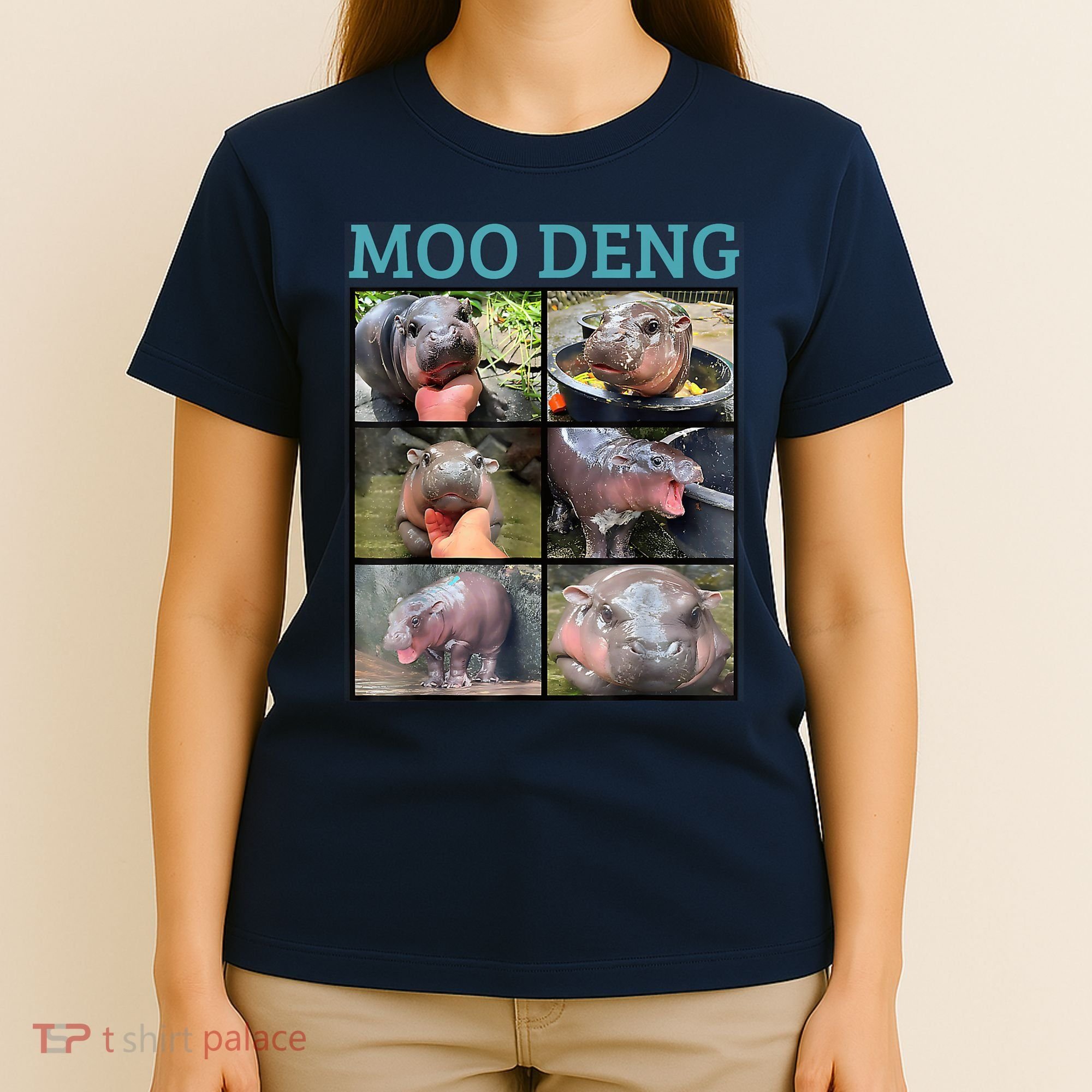 Moo Deng Picture Meme Funny Hippo T-Shirt