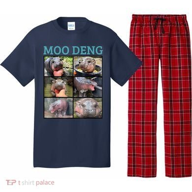 Moo Deng Picture Meme Funny Hippo Pajama Set