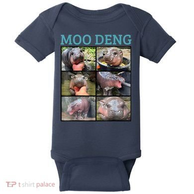 Moo Deng Picture Meme Funny Hippo Baby Bodysuit