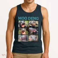 Moo Deng Picture Meme Funny Hippo Tank Top thumb 3
