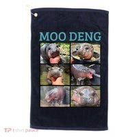 Moo Deng Picture Meme Funny Hippo Golf Towel thumb 0