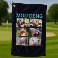 Moo Deng Picture Meme Funny Hippo Golf Towel thumb 1