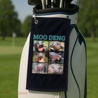 Moo Deng Picture Meme Funny Hippo Golf Towel thumb 2
