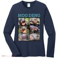 Moo Deng Picture Meme Funny Hippo Women's Long Sleeve Shirt thumb 0