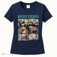 Moo Deng Picture Meme Funny Hippo Women's T-Shirt thumb 0