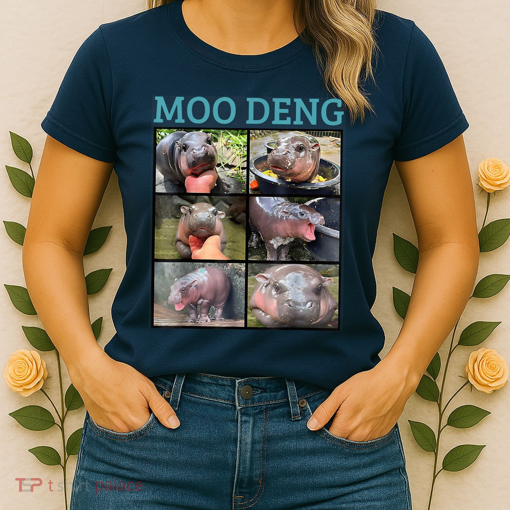 Moo Deng Picture Meme Funny Hippo Women's T-Shirt