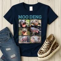 Moo Deng Picture Meme Funny Hippo Women's T-Shirt thumb 3