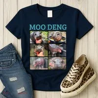 Moo Deng Picture Meme Funny Hippo Women's T-Shirt thumb 3