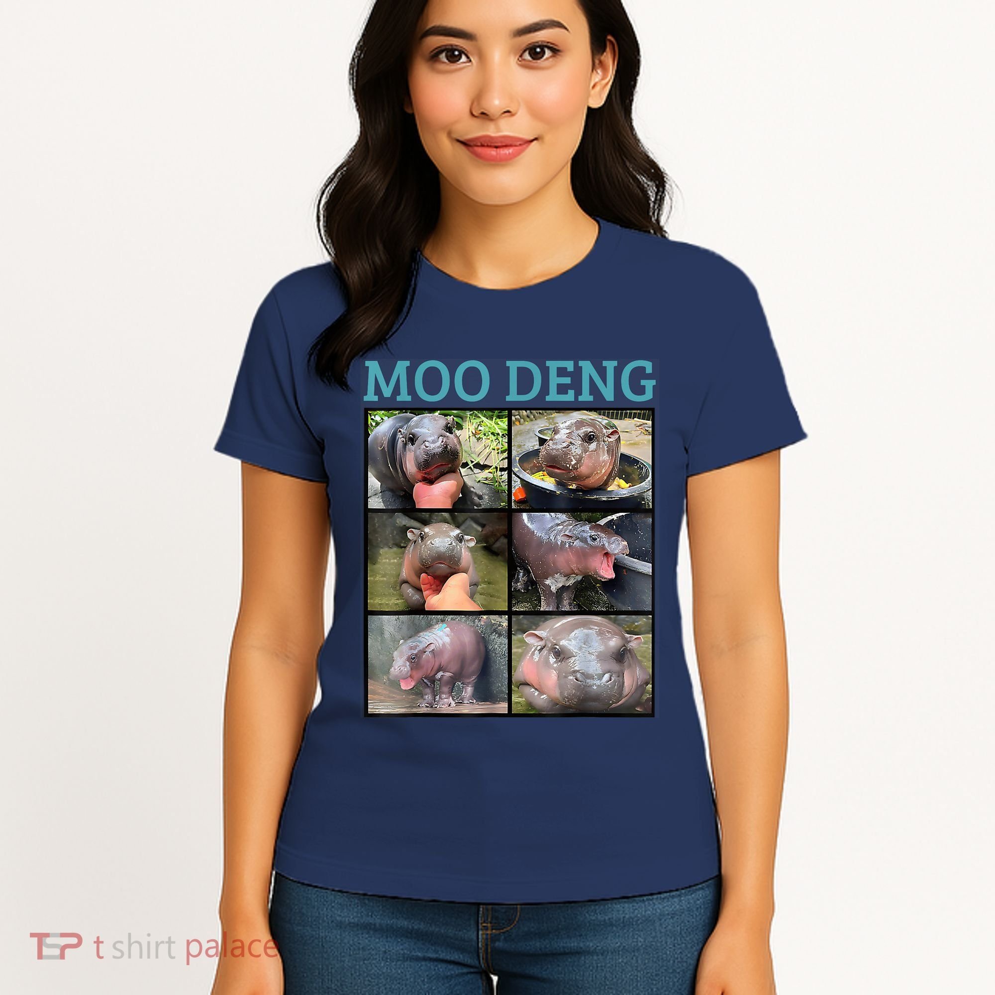 Moo Deng Picture Meme Funny Hippo Women's T-Shirt