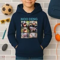 Moo Deng Picture Meme Funny Hippo Kids Hoodie thumb 2