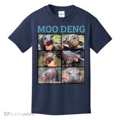 Moo Deng Picture Meme Funny Hippo Kids T-Shirt
