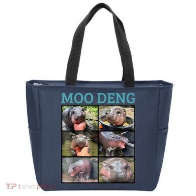 Moo Deng Picture Meme Funny Hippo Tote Bag